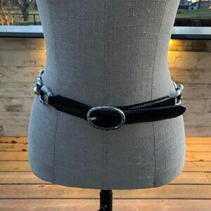 Brighton Vintage 90s Black Leather Belt S/M Silver Conchos Buckle Western